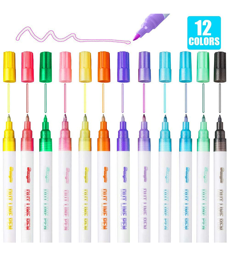 12 Colors Outline Markers - Brilliant Promos - Be Brilliant!