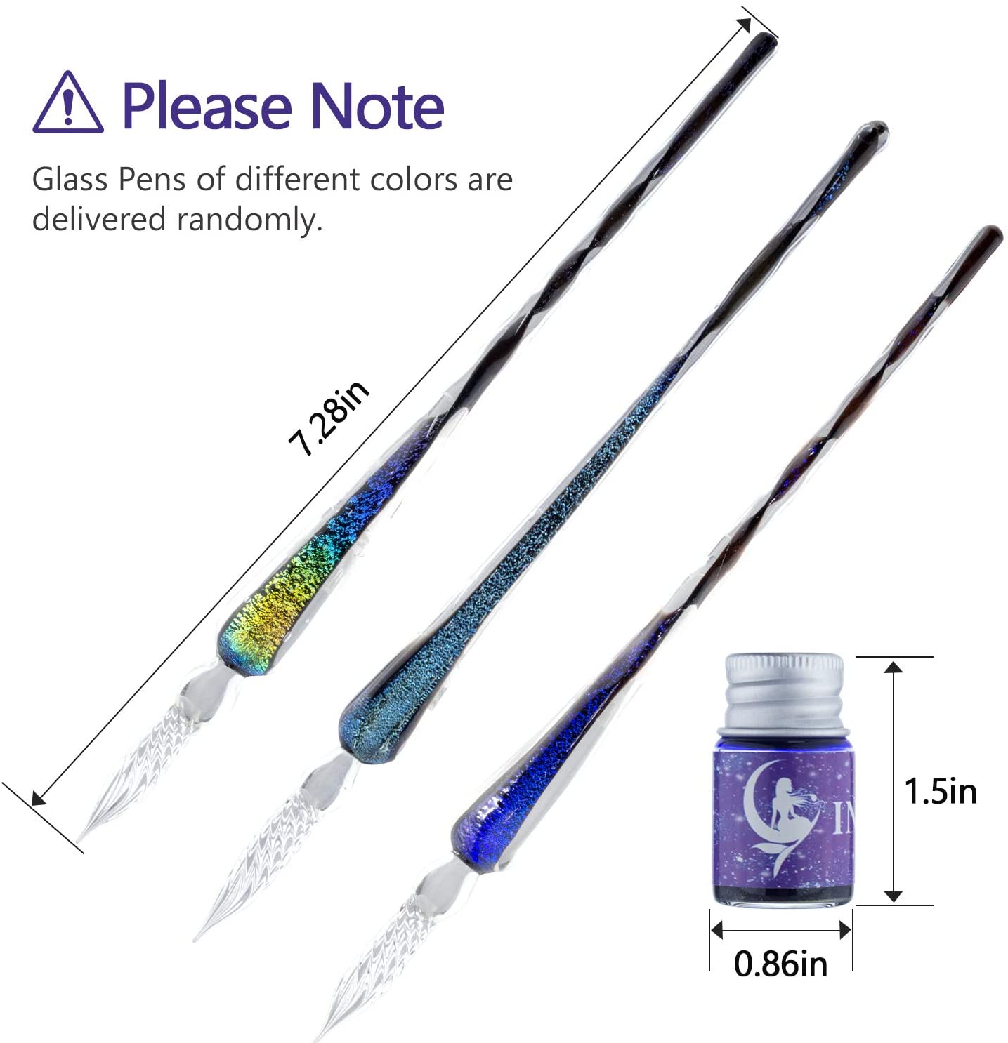 Glass Dip Pen Ink Fountain Pen Stylish Glass Calligraphy Pen 